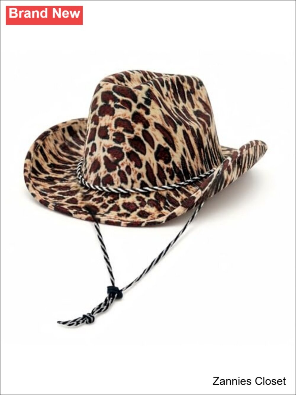 🤠 Leopard Print Cowboy Hat Wide Brim Western Cowgirl Adjustable Lanyard